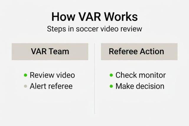 Infographic showing steps in soccer VAR review process