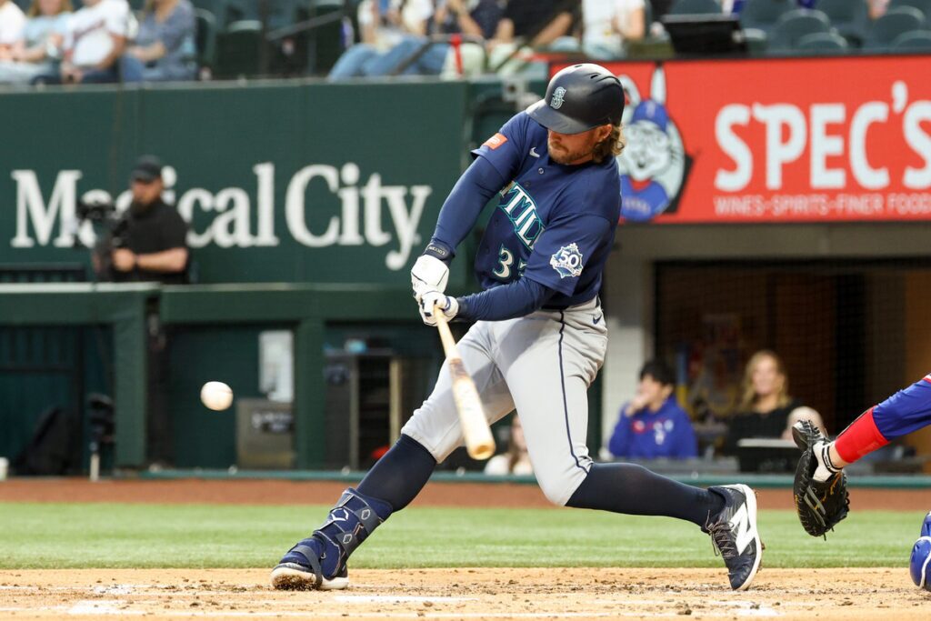 Brendan Donovan bats for the Mariners.