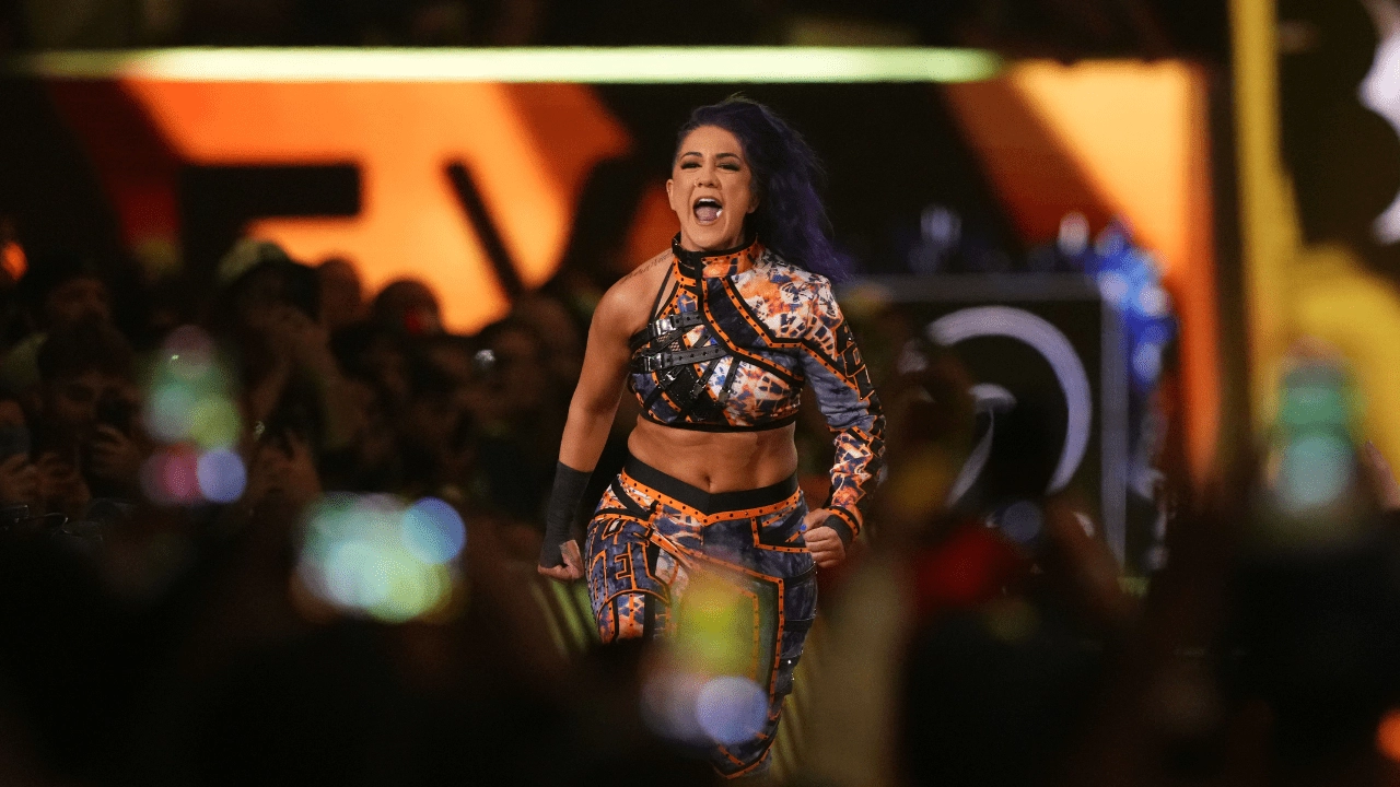 Bayley walking down to the ring