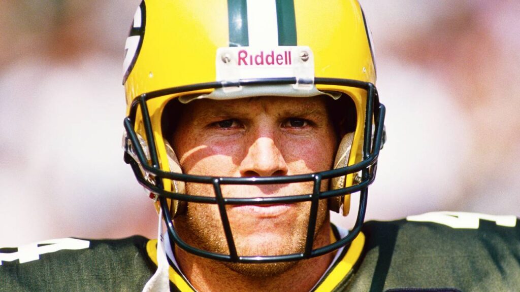 Green Bay Packers quarterback Brett Favre (4) on the sidelines against the Miami Dolphins at Lambeau Field. 