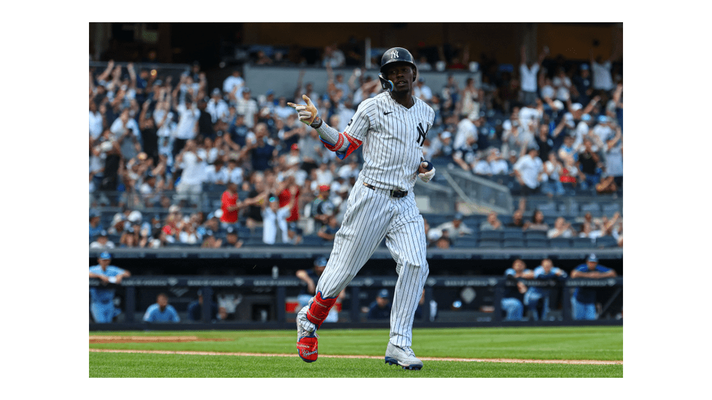 Jazz Chisholm Jr. hitting a two-run home run for the Yankees