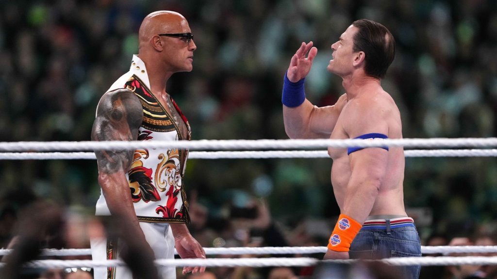 The Rock performing inside of a WWE ring