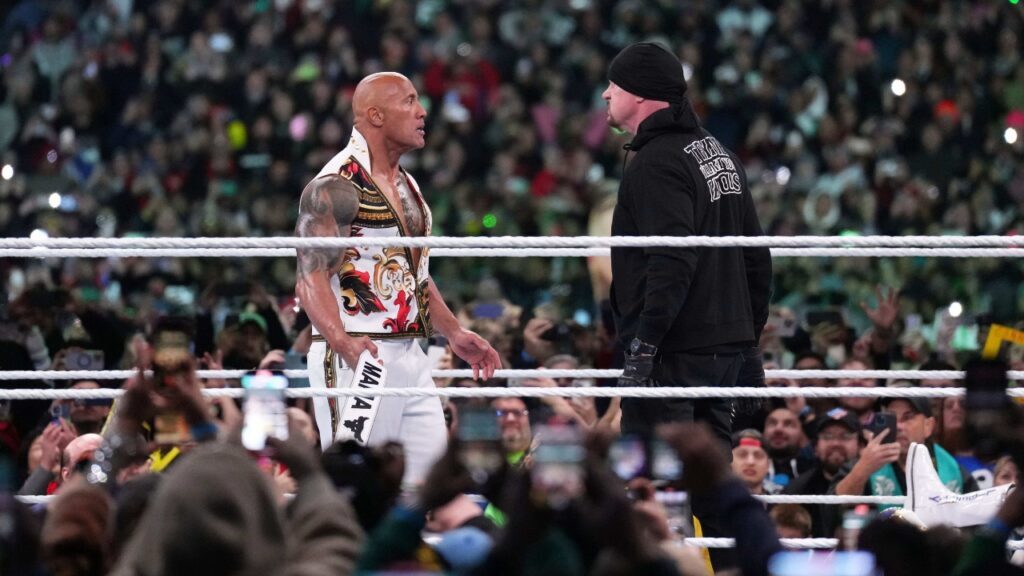 The Rock performing inside of a WWE ring