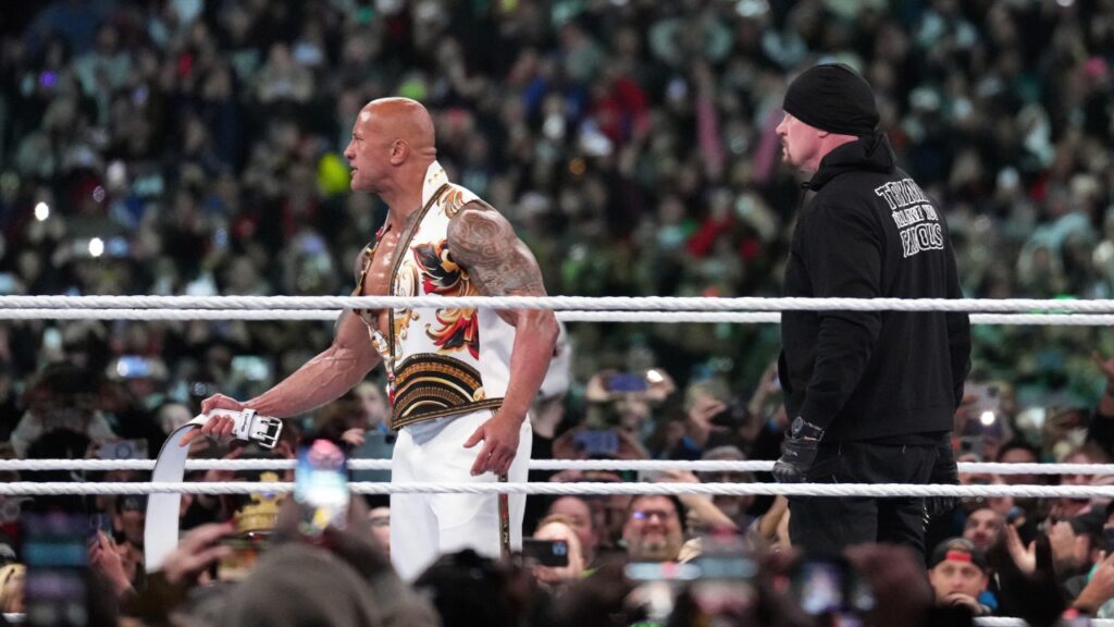 The Rock performing inside of a WWE ring