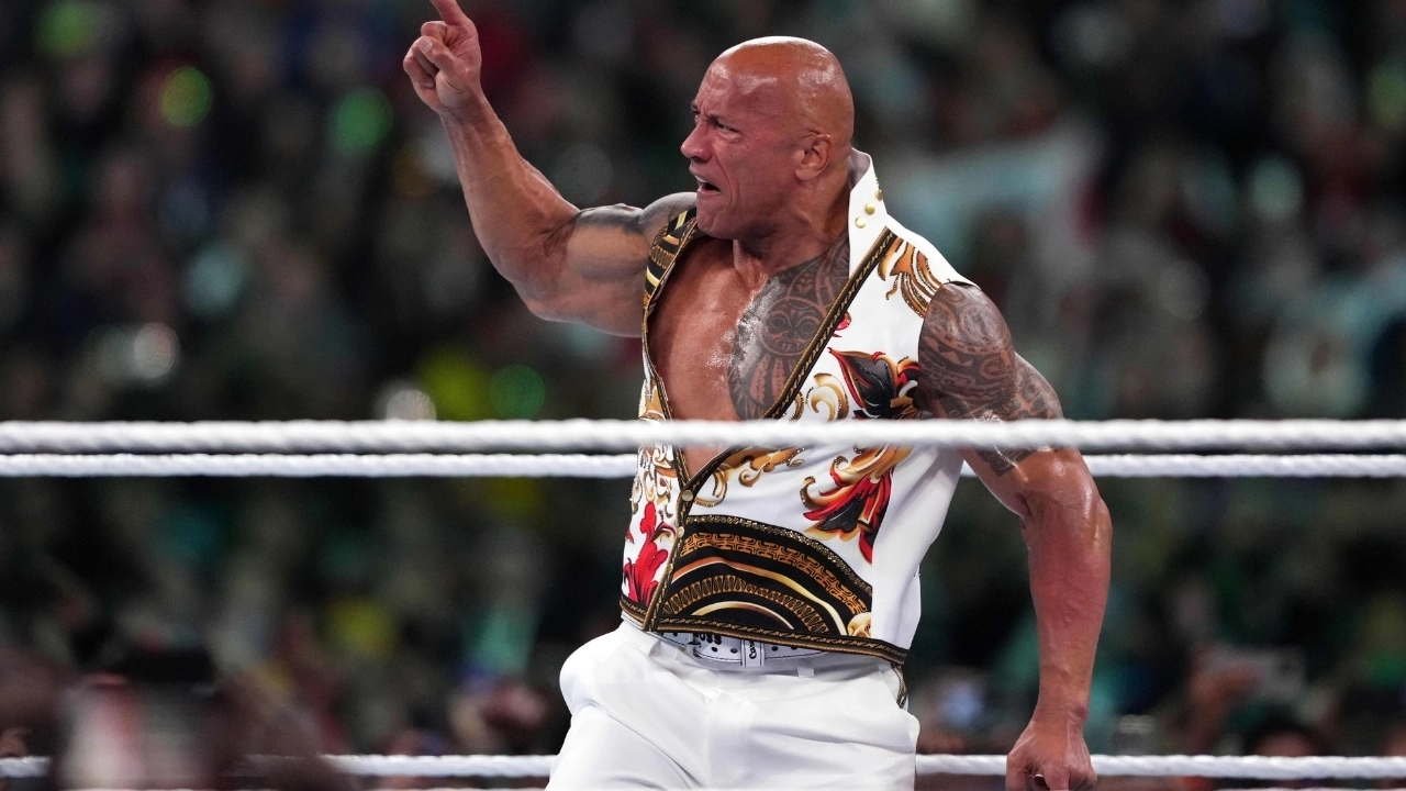 The Rock performing inside of a WWE ring