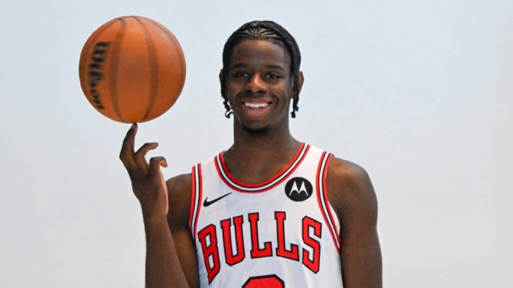 Chicago Bulls Training Camp rookie Caleb Wilson poses during 2026 Media Day in Chicago.