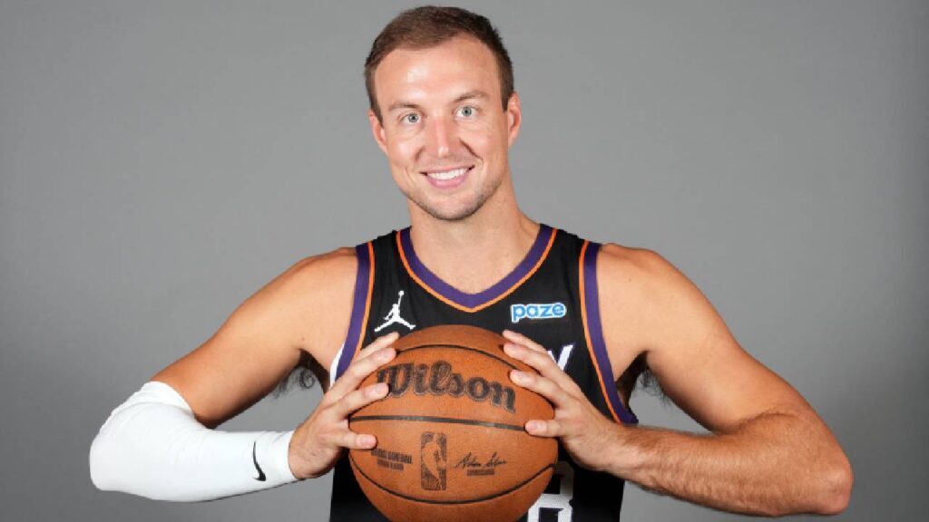 Luke Kennard poses at 2026 Media Day as Phoenix Suns Training Camp highlights his shooting and spacing role.