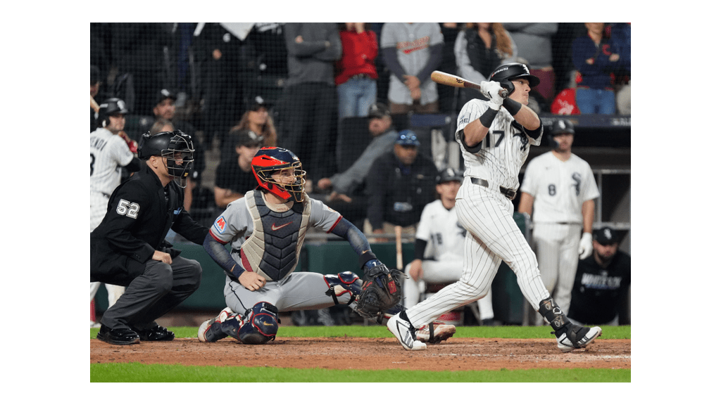 Chicago White Sox hitter Sam Antonacci singles against the Cleveland Guardians in ALDS Game 4.