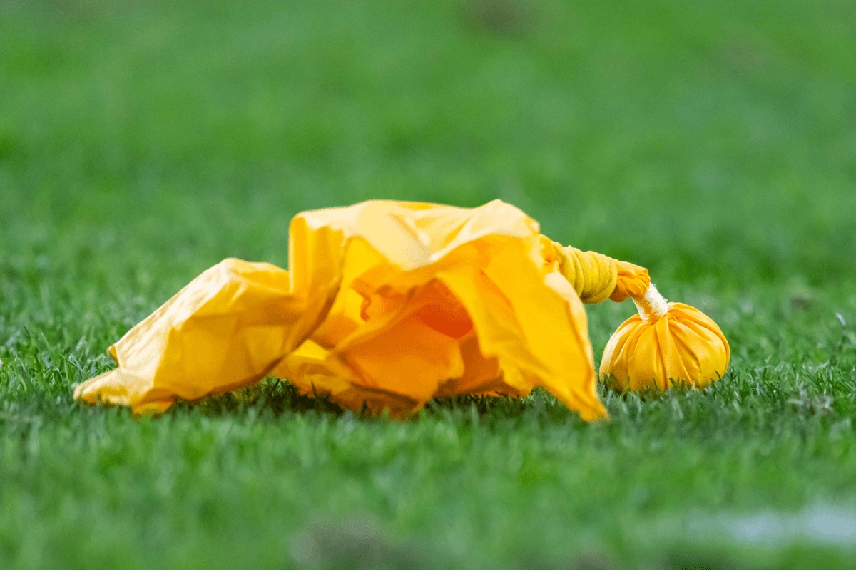Yellow flag on the NFL field. Thrown for all common football penalties.