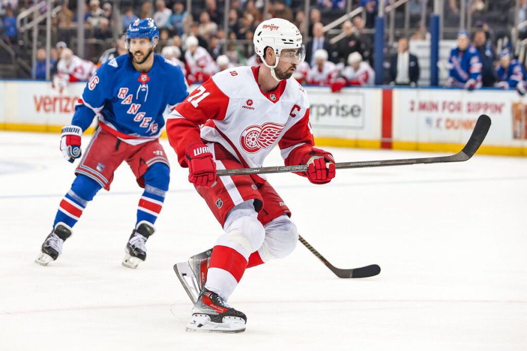 Dylan Larkin skates.