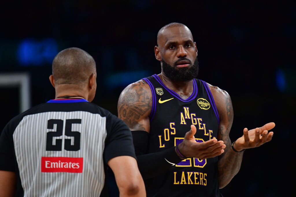  Los Angeles Lakers forward LeBron James (23)  2026 NBA Playoffs at Crypto.com Arena. Mandatory Credit: Gary A. Vasquez-Imagn Images