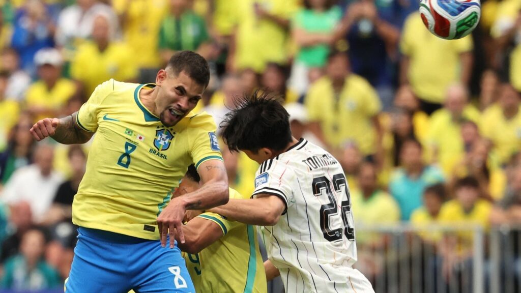 Before Bruno Guimaraes to Arsenal was confrimed Soccer Football - FIFA World Cup 2026 - Round of 32 - Brazil v Japan - Houston Stadium, Houston, Texas, U.S. - June 29, 2026 in action with Japan's Takehiro Tomiyasu IMAGN IMAGES via Reuters/Troy Taormina