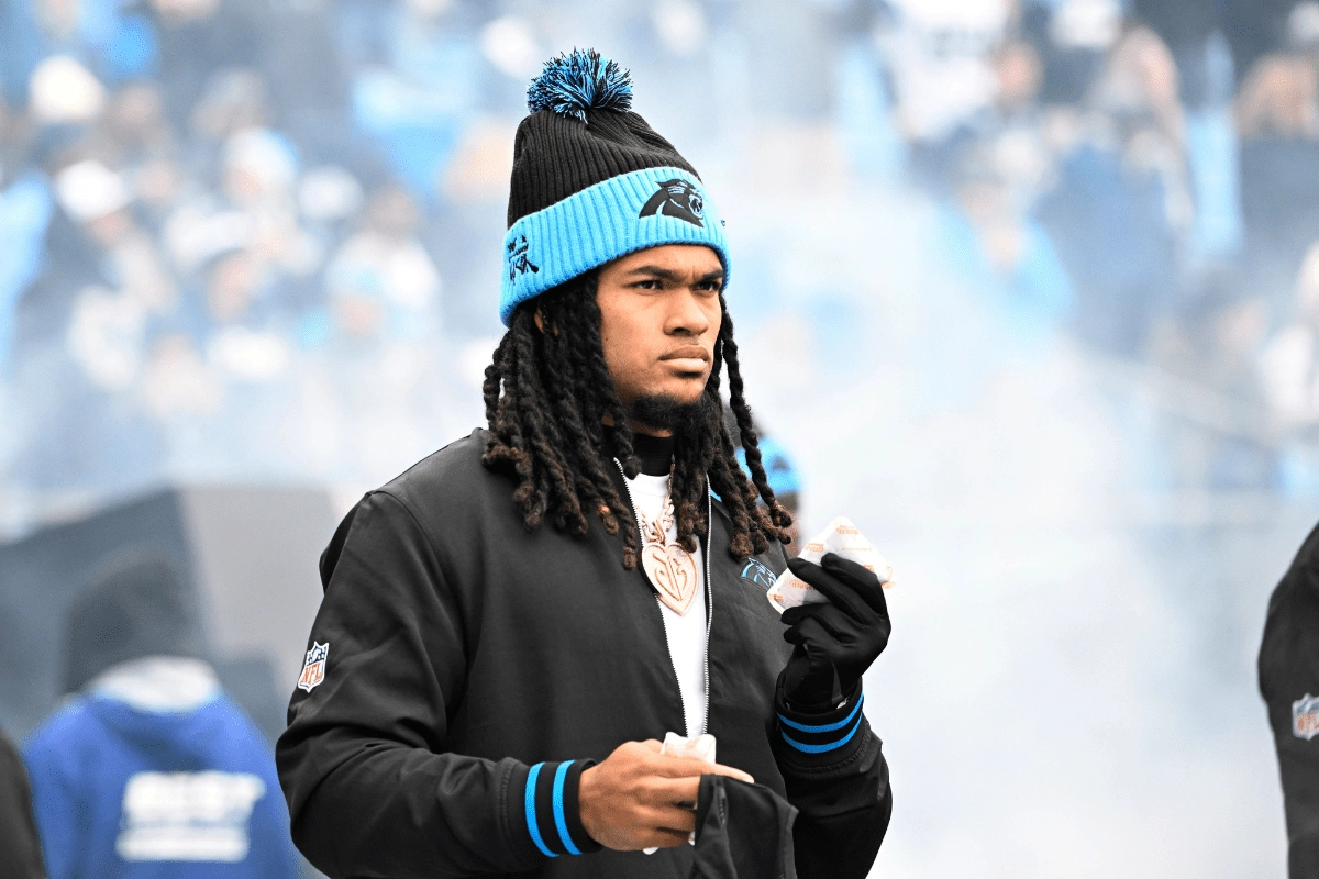 Dec 15, 2024; Charlotte, North Carolina, USA; Carolina Panthers running back Jonathon Brooks (24) walk on to the field before the game at Bank of America Stadium. Mandatory Credit: Bob Donnan-Imagn Images Brooks is one of Stadium Rant's Fantasy Football Sleeper Running Backs of the 2026 Draft