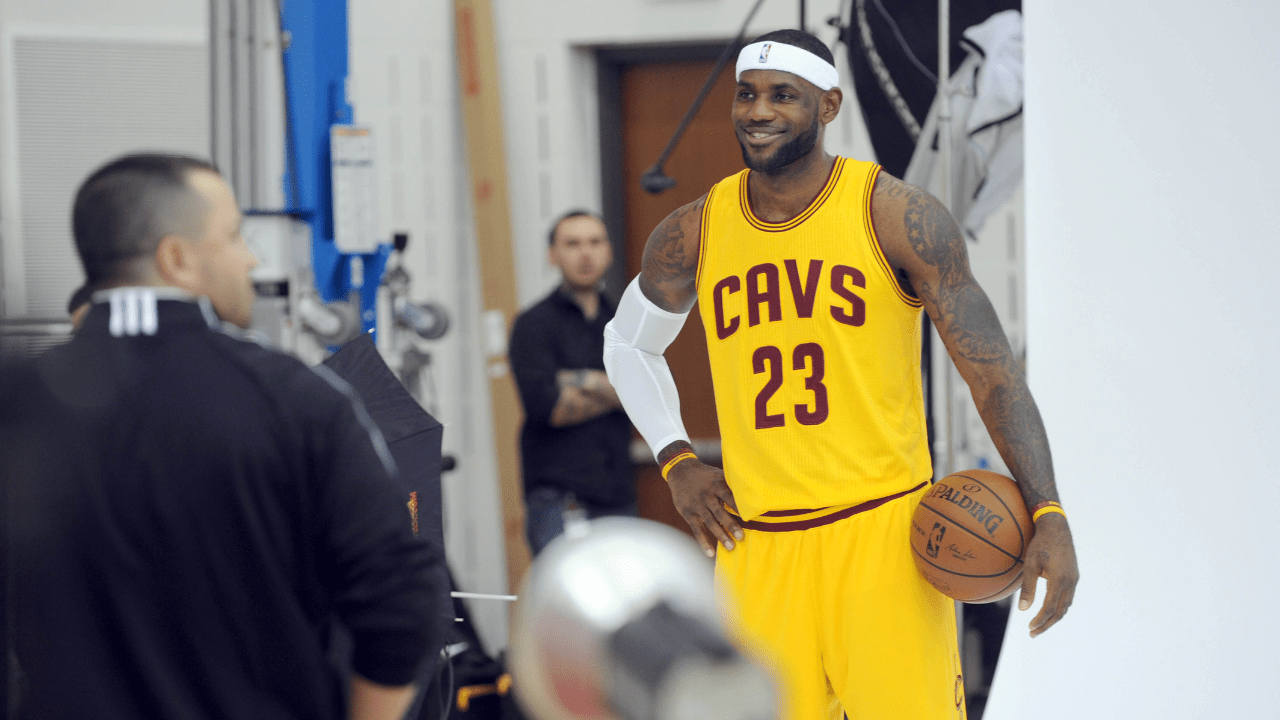 Sep 26, 2014; Cleveland, OH, USA; Cleveland Cavaliers forward LeBron James (23) during media day at Cleveland Clinic Courts. Mandatory Credit: Ken Blaze-USA TODAY Sports