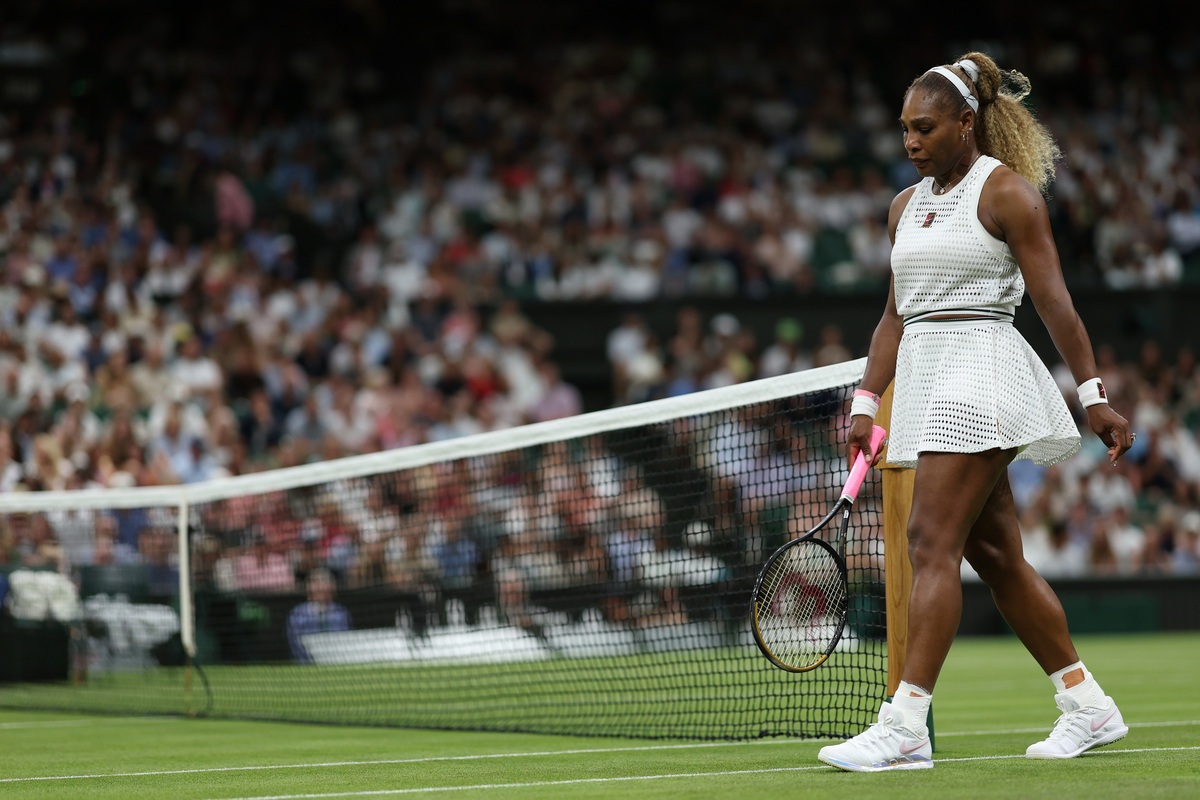Serena Williams plays at Wimbledon.