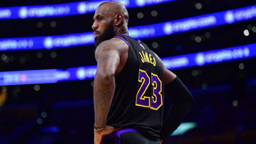 Former Los Angeles Lakers forward LeBron James (23) during the second half in game four of the second round of the 2026 NBA Playoffs at Crypto.com Arena.