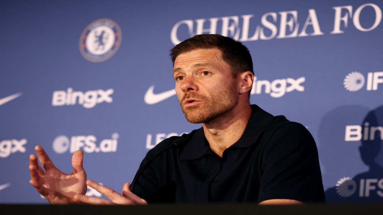 Soccer Football: Chelsea vs Juventus Preview - Chelsea Press Conference - Stamford Bridge, London, Britain - July 13, 2026 Chelsea new manager Xabi Alonso during the press conference REUTERS/David Klein