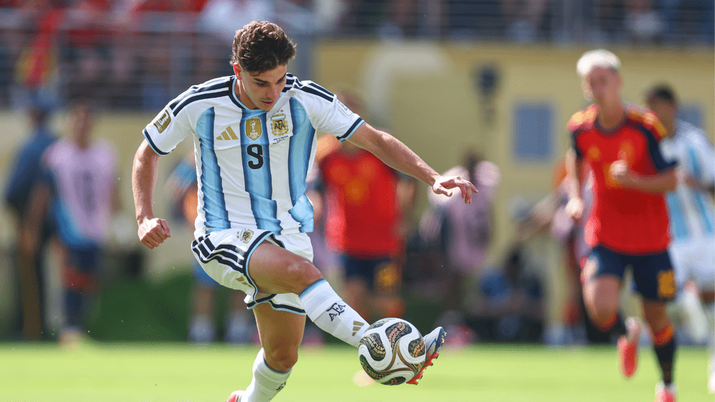 Julian Álvarez, during the World Cup Final against Spain. CREDIT:  IMAGN IMAGES via Reuters Connect

