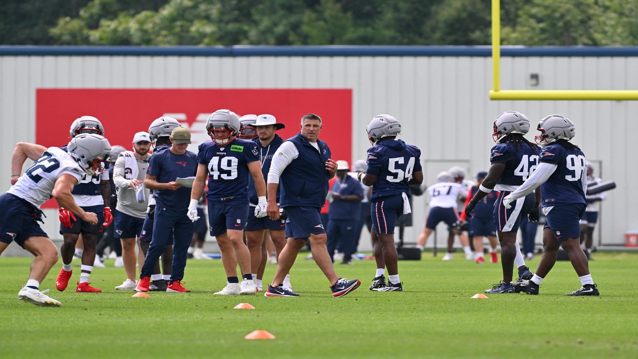 The New England Patriots practice.