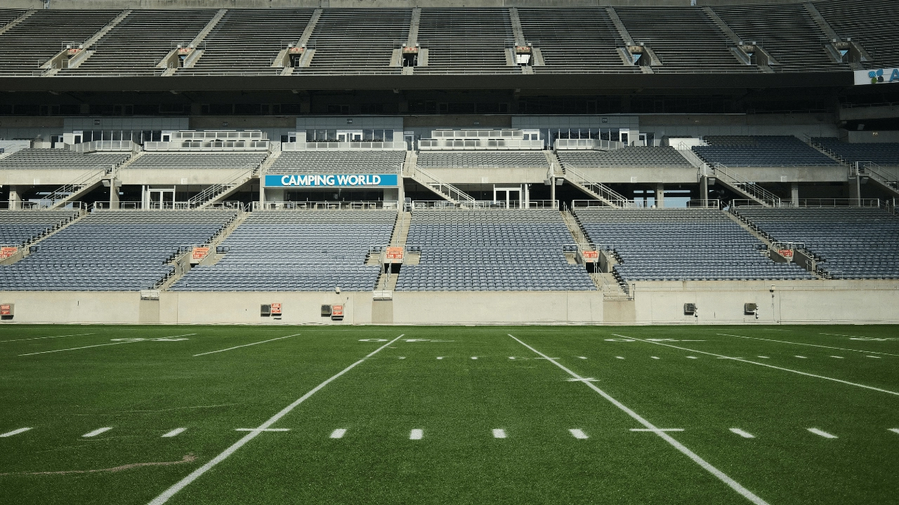 College football stadium and field.