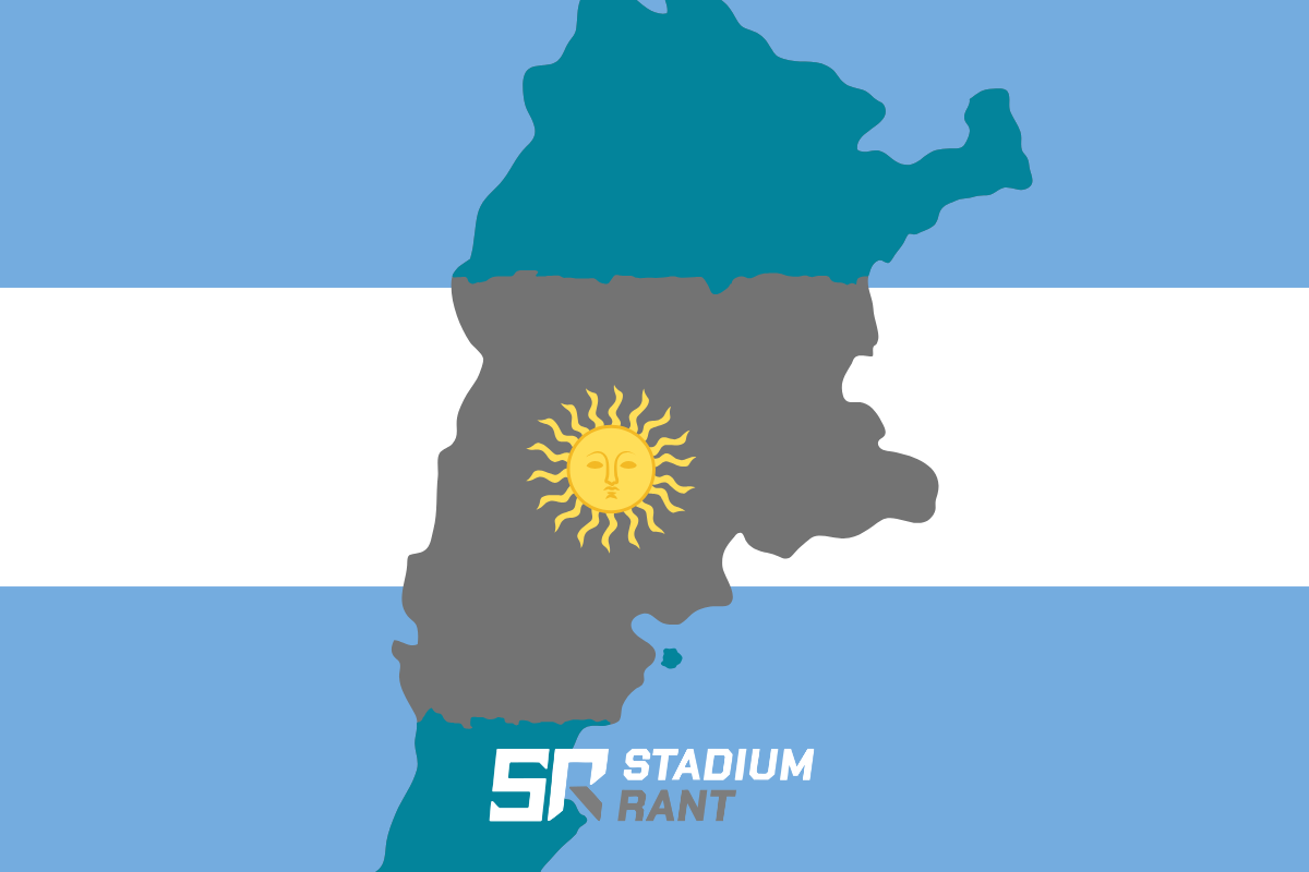 Argentina-themed FIFA World Cup graphic with Stadium Rant logo.