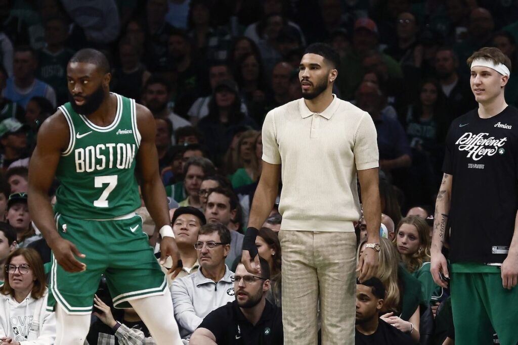 Jayson Tatum missed the game after suffering an injury to his right wrist Sunday.