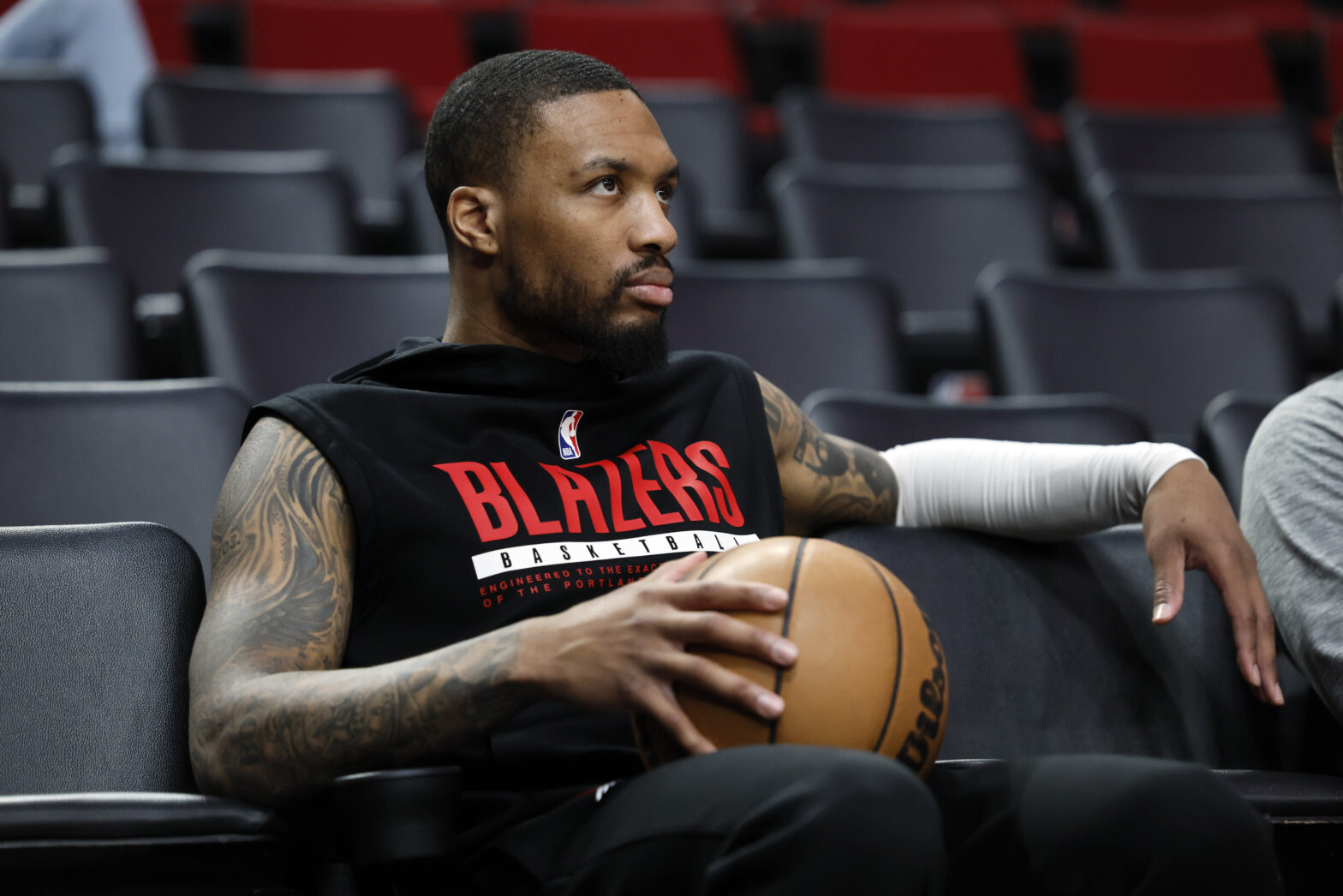 Damian Lillard waits on the bench
