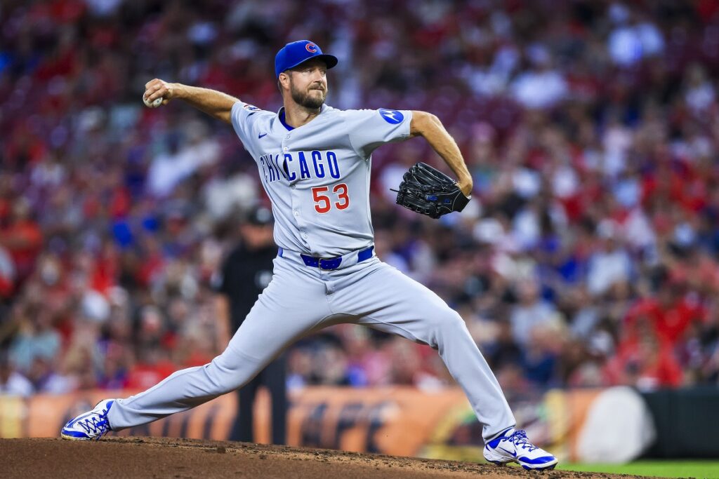 Chicago Cubs starting pitcher Colin Rea (53) pitches against the Cincinnati Reds in the second inning at Great American Ball Park.