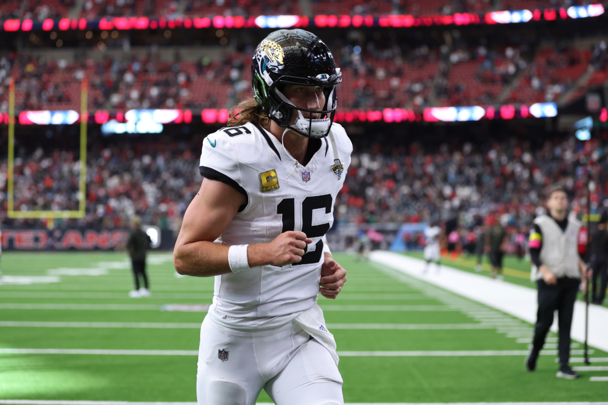 Trevor Lawrence of the Jaguars walks off the field