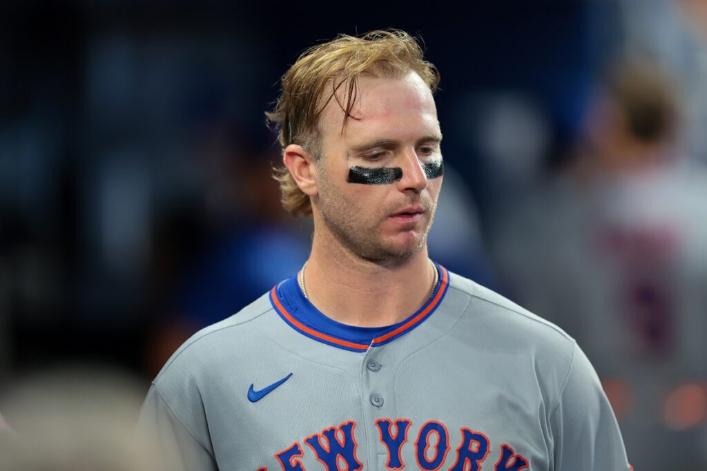 New York Mets first baseman Pete Alonso (20) looks on after the game against the Miami Marlins at loanDepot Park.