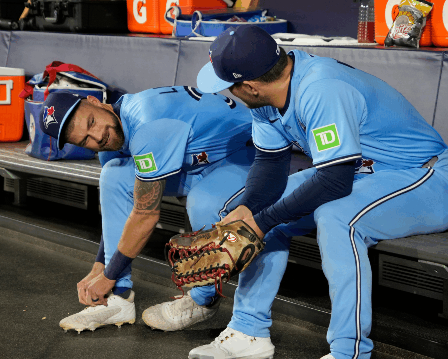 Series against the Los Angeles Dodgers at Rogers Centre. Mandatory Credit: John E. Sokolowski-Imagn Images Blue Jays outfielders Daulton Varsho and Nathan Lukes