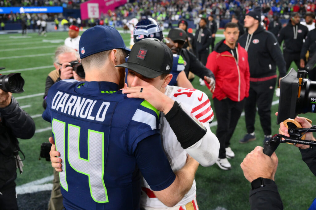 Darnold beat his former team and QB1 Brock Purdy in the NFL divisional round.