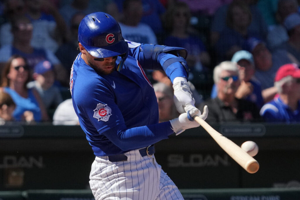 Nico Hoerner bats for the Cubs.
