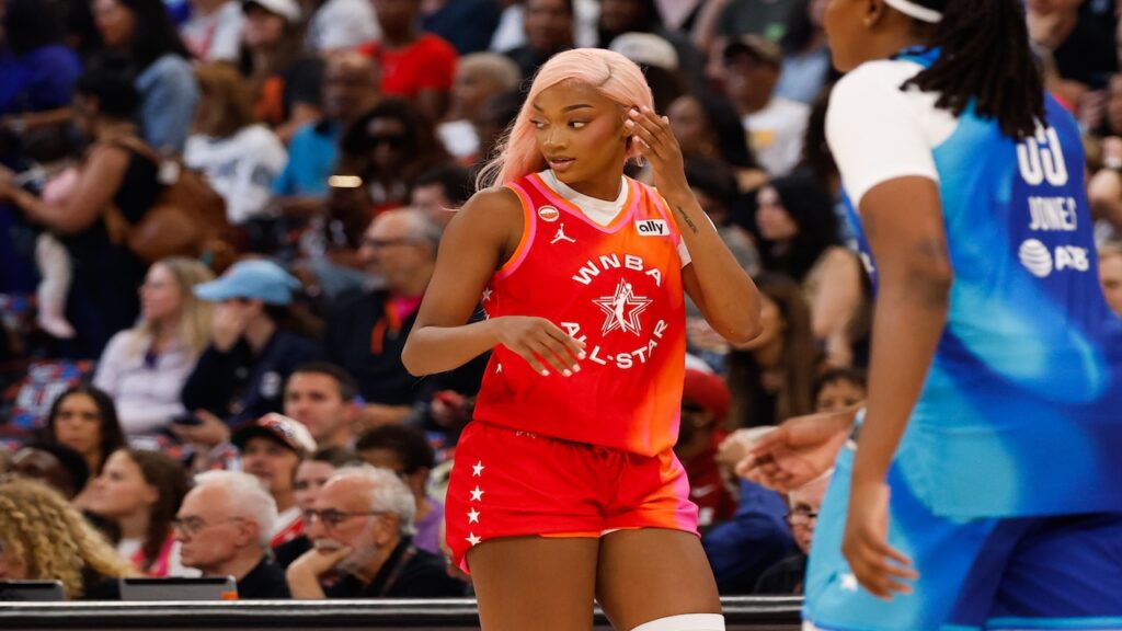 Angel Reese played the first quarter against Team Spoon. 