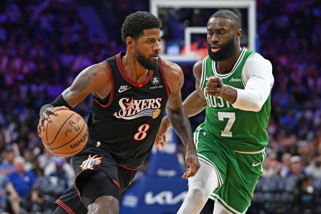 The Celtics play against the 76ers.