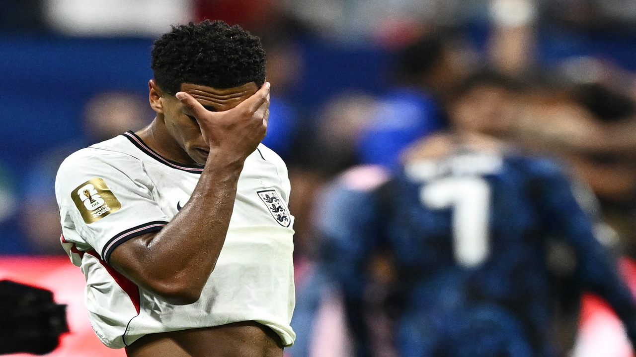 Jude Bellingham reacts after losing the England World Cup Semifinal.