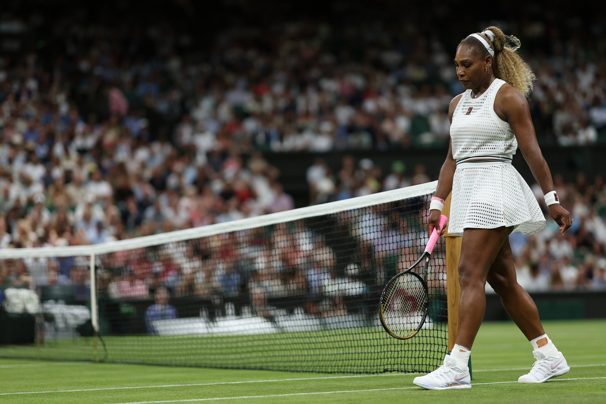 Serena Williams plays at Wimbledon.