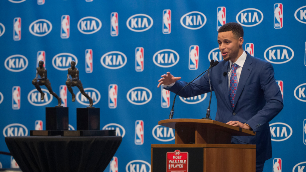 May 10, 2016; Oakland, CA, USA; Golden State Warriors guard Stephen Curry with the 2015-2016 NBA Most Valuable Player trophy at Oracle Arena. Mandatory Credit: Kyle Terada-USA TODAY Sports. Monta Ellis.
