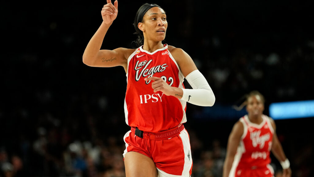 Las Vegas Aces forward A'ja Wilson (22)